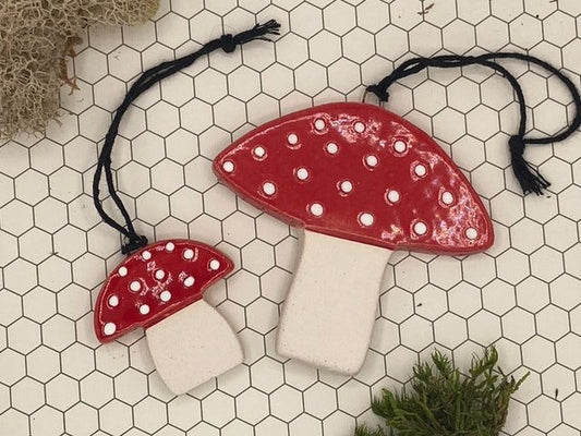 Mushroom Ornaments -  Set of 2