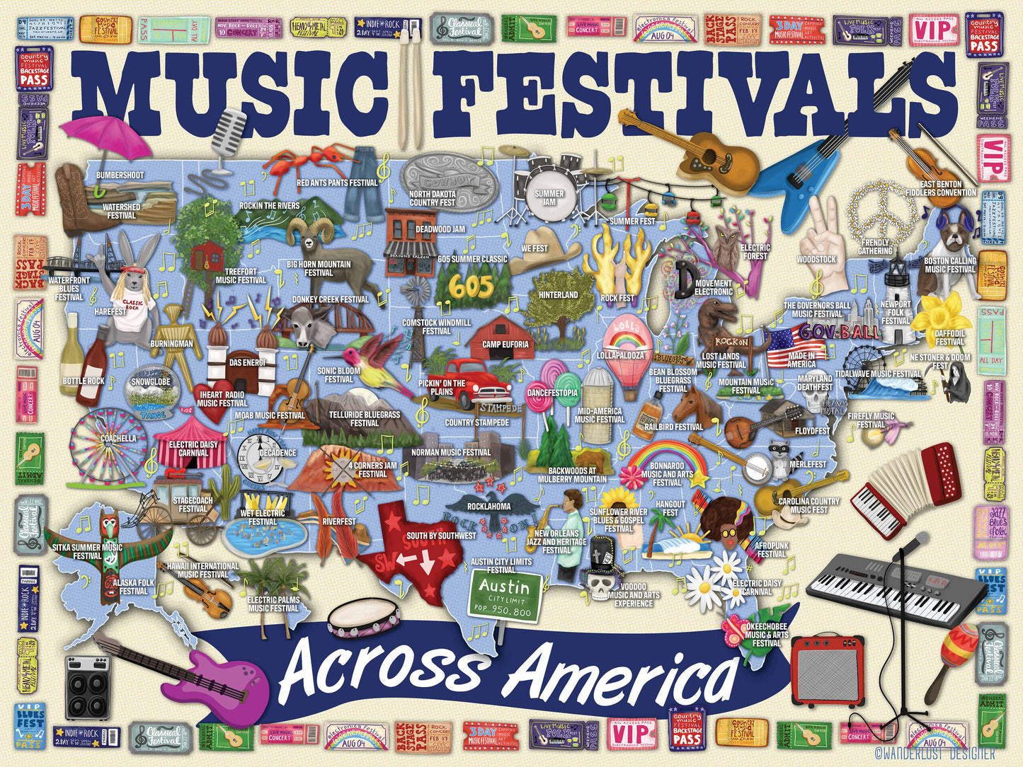 Music Festivals Across America - 500 Piece Puzzle