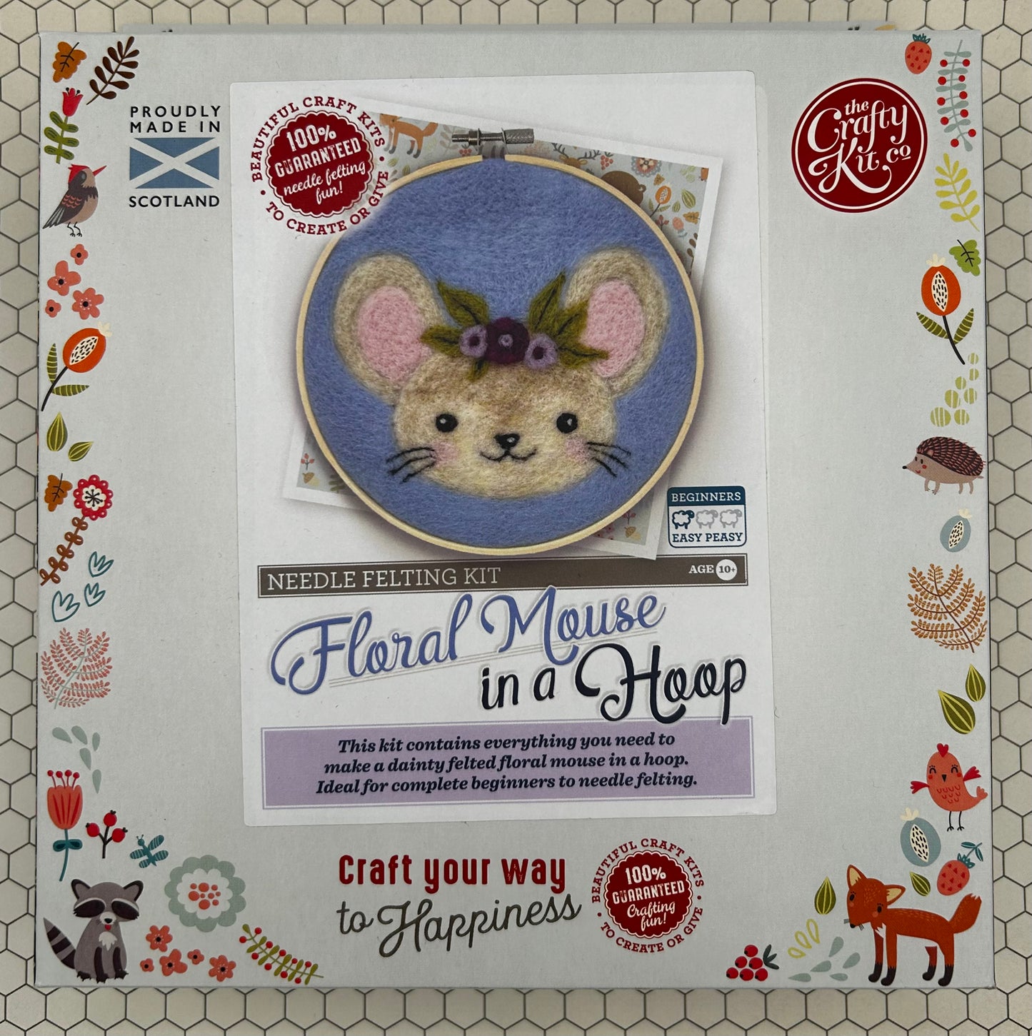 Floral Mouse Hoop Needle Felting Kit